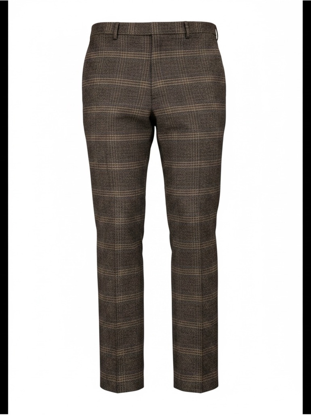 Men’s Murano Zac Classic Fit Dark Grey Brown Plaid Pants Trousers 44 x 34 New